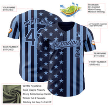 Laden Sie das Bild in den Galerie-Viewer, Custom Navy-Light Blue USA Flag Patriotic Split Stars and Stripes Authentic Baseball Jersey