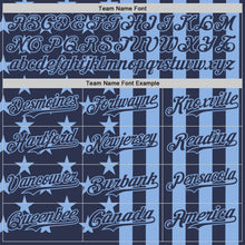 Laden Sie das Bild in den Galerie-Viewer, Custom Navy-Light Blue USA Flag Patriotic Split Stars and Stripes Authentic Baseball Jersey