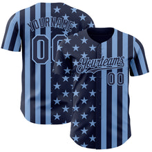 Laden Sie das Bild in den Galerie-Viewer, Custom Navy-Light Blue USA Flag Patriotic Split Stars and Stripes Authentic Baseball Jersey