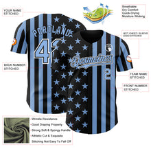 Load image into Gallery viewer, Custom Black Light Blue-White USA Flag Patriotic Split Stars and Stripes Authentic Baseball Jersey