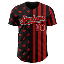 Charger l'image dans la galerie, Custom Black Red-White USA Flag Patriotic Split Stars and Stripes Authentic Baseball Jersey