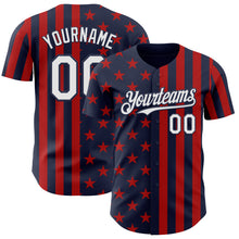 Laden Sie das Bild in den Galerie-Viewer, Custom Navy White-Red USA Flag Patriotic Split Stars and Stripes Authentic Baseball Jersey
