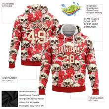 Charger l'image dans la galerie, Custom Stitched Red Cream 3D Skull Fashion Flower Sports Pullover Sweatshirt Hoodie