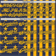 Load image into Gallery viewer, Custom Navy-Gold USA Flag Patriotic Split Stars and Stripes Authentic Baseball Jersey