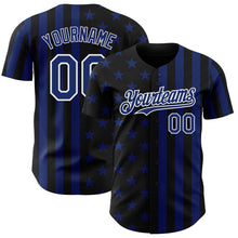 Load image into Gallery viewer, Custom Black Royal-White USA Flag Patriotic Split Stars and Stripes Authentic Baseball Jersey