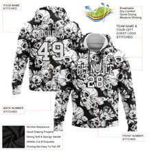 Load image into Gallery viewer, Custom Stitched Black White 3D Skull Fashion Flower Sports Pullover Sweatshirt Hoodie