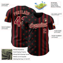 Laden Sie das Bild in den Galerie-Viewer, Custom Black Crimson-City Cream USA Flag Patriotic Split Stars and Stripes Authentic Baseball Jersey