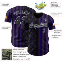 Laden Sie das Bild in den Galerie-Viewer, Custom Black Purple-Gray USA Flag Patriotic Split Stars and Stripes Authentic Baseball Jersey