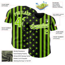 Laden Sie das Bild in den Galerie-Viewer, Custom Black Neon Green-White USA Flag Patriotic Split Stars and Stripes Authentic Baseball Jersey
