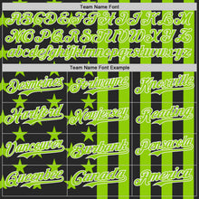 Laden Sie das Bild in den Galerie-Viewer, Custom Black Neon Green-White USA Flag Patriotic Split Stars and Stripes Authentic Baseball Jersey