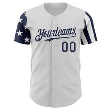 Charger l'image dans la galerie, Custom White-Navy Two Tone USA Flag Sleeves Stars and Stripes Authentic Baseball Jersey