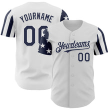 Charger l'image dans la galerie, Custom White-Navy Two Tone USA Flag Sleeves Stars and Stripes Authentic Baseball Jersey