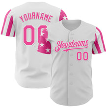 Laden Sie das Bild in den Galerie-Viewer, Custom White-Pink Two Tone USA Flag Sleeves Stars and Stripes Authentic Baseball Jersey