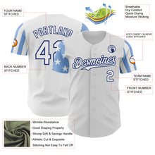Load image into Gallery viewer, Custom White Light Blue-Royal Two Tone USA Flag Sleeves Stars and Stripes Authentic Baseball Jersey