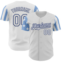 Load image into Gallery viewer, Custom White Light Blue-Royal Two Tone USA Flag Sleeves Stars and Stripes Authentic Baseball Jersey