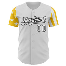 Load image into Gallery viewer, Custom White Yellow-Black Two Tone USA Flag Sleeves Stars and Stripes Authentic Baseball Jersey