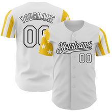 Load image into Gallery viewer, Custom White Yellow-Black Two Tone USA Flag Sleeves Stars and Stripes Authentic Baseball Jersey