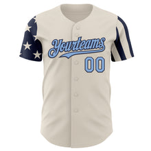 Charger l'image dans la galerie, Custom Cream Light Blue-Navy Two Tone USA Flag Sleeves Stars and Stripes Authentic Baseball Jersey