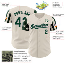 Laden Sie das Bild in den Galerie-Viewer, Custom Cream Green-Gray Two Tone USA Flag Sleeves Stars and Stripes Authentic Baseball Jersey