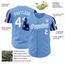 Laden Sie das Bild in den Galerie-Viewer, Custom Light Blue White-Royal Two Tone USA Flag Sleeves Stars and Stripes Authentic Baseball Jersey