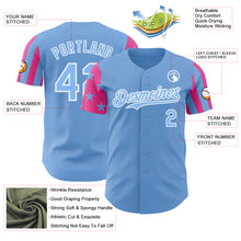 Charger l'image dans la galerie, Custom Light Blue Pink-White Two Tone USA Flag Sleeves Stars and Stripes Authentic Baseball Jersey