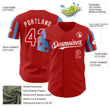Laden Sie das Bild in den Galerie-Viewer, Custom Red Powder Blue-White Two Tone USA Flag Sleeves Stars and Stripes Authentic Baseball Jersey