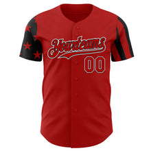 Laden Sie das Bild in den Galerie-Viewer, Custom Red Black-White Two Tone USA Flag Sleeves Stars and Stripes Authentic Baseball Jersey