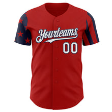Load image into Gallery viewer, Custom Red White-Navy Two Tone USA Flag Sleeves Stars and Stripes Authentic Baseball Jersey