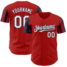 Load image into Gallery viewer, Custom Red White-Navy Two Tone USA Flag Sleeves Stars and Stripes Authentic Baseball Jersey