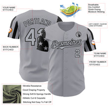 Laden Sie das Bild in den Galerie-Viewer, Custom Gray-Black Two Tone USA Flag Sleeves Stars and Stripes Authentic Baseball Jersey