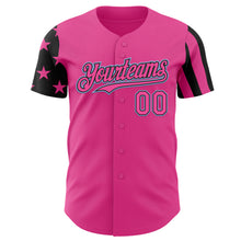 Charger l'image dans la galerie, Custom Pink Black-Light Blue Two Tone USA Flag Sleeves Stars and Stripes Authentic Baseball Jersey
