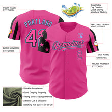 Charger l'image dans la galerie, Custom Pink Black-Light Blue Two Tone USA Flag Sleeves Stars and Stripes Authentic Baseball Jersey
