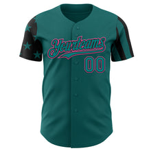 Charger l'image dans la galerie, Custom Teal Black-Pink Two Tone USA Flag Sleeves Stars and Stripes Authentic Baseball Jersey