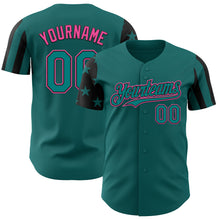 Charger l'image dans la galerie, Custom Teal Black-Pink Two Tone USA Flag Sleeves Stars and Stripes Authentic Baseball Jersey