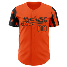 Load image into Gallery viewer, Custom Orange-Black Two Tone USA Flag Sleeves Stars and Stripes Authentic Baseball Jersey