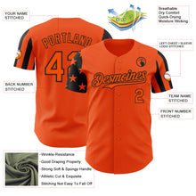 Load image into Gallery viewer, Custom Orange-Black Two Tone USA Flag Sleeves Stars and Stripes Authentic Baseball Jersey