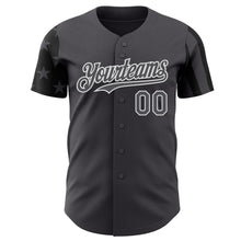 Load image into Gallery viewer, Custom Steel Gray Black-White Two Tone USA Flag Sleeves Stars and Stripes Authentic Baseball Jersey