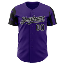 Charger l'image dans la galerie, Custom Purple Black-Gray Two Tone USA Flag Sleeves Stars and Stripes Authentic Baseball Jersey