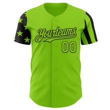 Загрузить изображение в средство просмотра галереи, Custom Neon Green-Black Two Tone USA Flag Sleeves Stars and Stripes Authentic Baseball Jersey