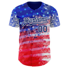 Charger l'image dans la galerie, Custom Royal Red-White American Flag Patriotic Authentic Baseball Jersey