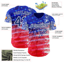 Charger l'image dans la galerie, Custom Royal Red-White American Flag Patriotic Authentic Baseball Jersey