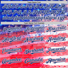 Charger l'image dans la galerie, Custom Royal Red-White American Flag Patriotic Authentic Baseball Jersey