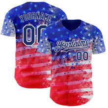 Charger l'image dans la galerie, Custom Royal Red-White American Flag Patriotic Authentic Baseball Jersey