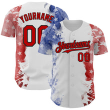 Laden Sie das Bild in den Galerie-Viewer, Custom White Red Royal-Black American Flag Patriotic Authentic Baseball Jersey