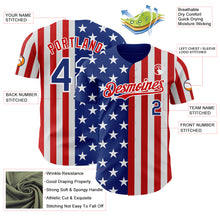Laden Sie das Bild in den Galerie-Viewer, Custom Royal Red-White USA Flag Patriotic Split Stars and Stripes Authentic Baseball Jersey