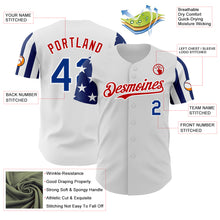 Laden Sie das Bild in den Galerie-Viewer, Custom White Royal-Red Two Tone USA Flag Sleeves Stars and Stripes Authentic Baseball Jersey