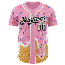 Charger l'image dans la galerie, Custom Light Pink Black-White Ice Cream Waffle Foodie Dessert Authentic Baseball Jersey