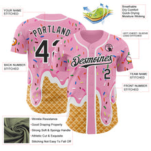 Charger l'image dans la galerie, Custom Light Pink Black-White Ice Cream Waffle Foodie Dessert Authentic Baseball Jersey