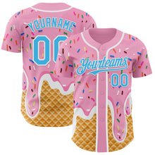 Charger l'image dans la galerie, Custom Light Pink Sky Blue-White Ice Cream Waffle Foodie Dessert Authentic Baseball Jersey