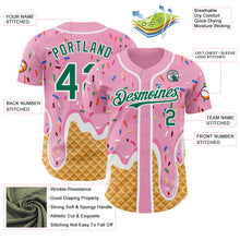 Charger l'image dans la galerie, Custom Light Pink Kelly Green-White Ice Cream Waffle Foodie Dessert Authentic Baseball Jersey
